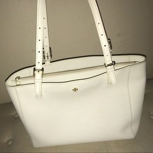 Tory Burch Robinson Small White Leather Tote